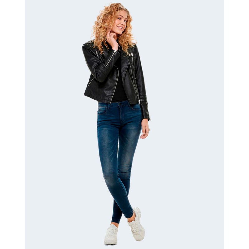 Only Black Viscose Biker Jacket - ONLGEMMA FAUX LEATHER