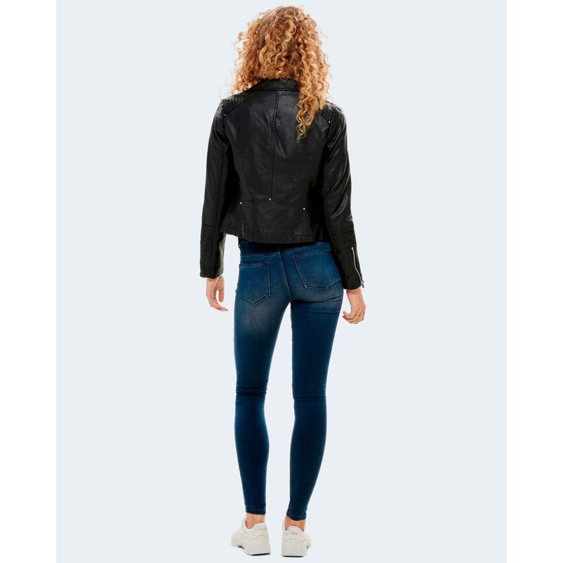 Only Black Viscose Biker Jacket - ONLGEMMA FAUX LEATHER