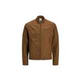 Jack Jones Beige Artificial Leather Full-Length Jacket