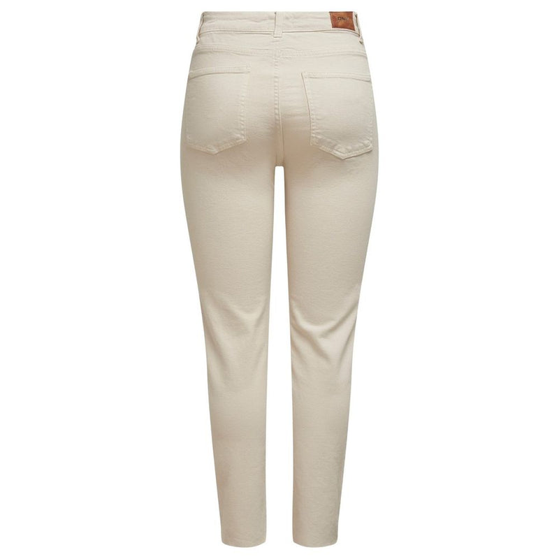Only Beige Cotton Mom Jeans for Women