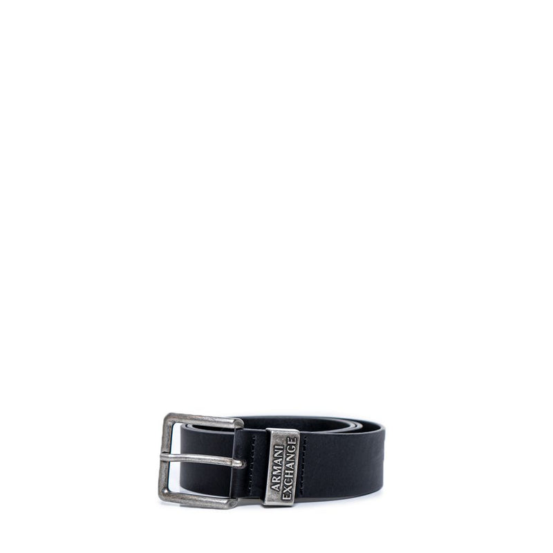 Armani Exchange Black Leather Regular Belt - 90 cm