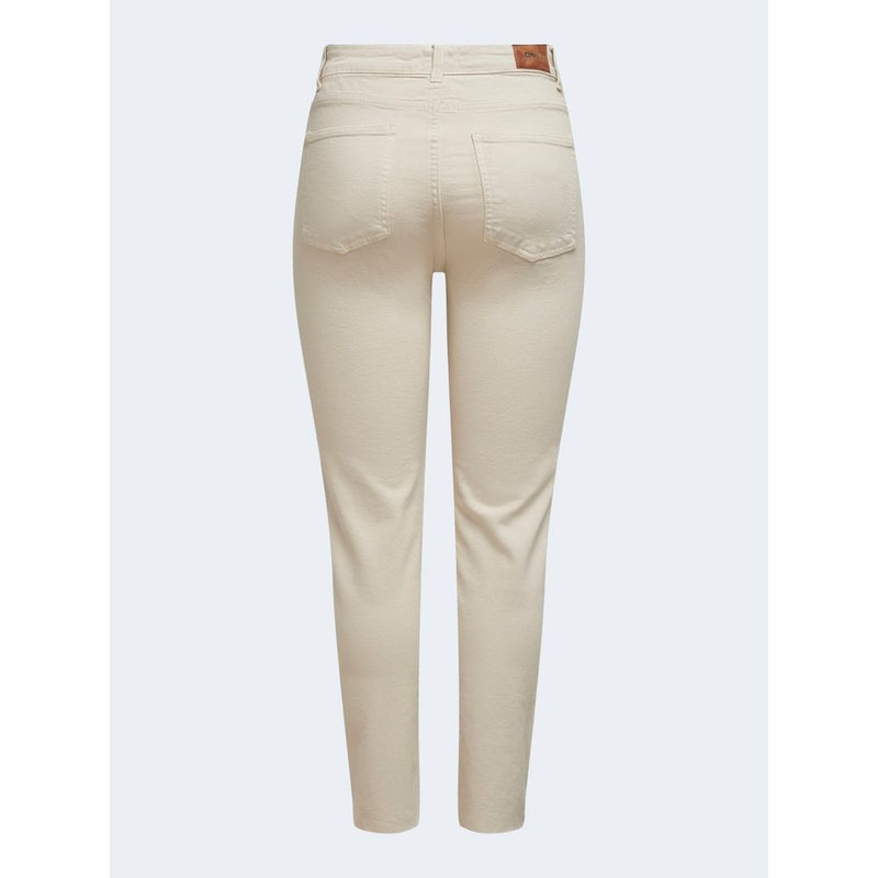 Only Beige Cotton Mom Jeans for Women