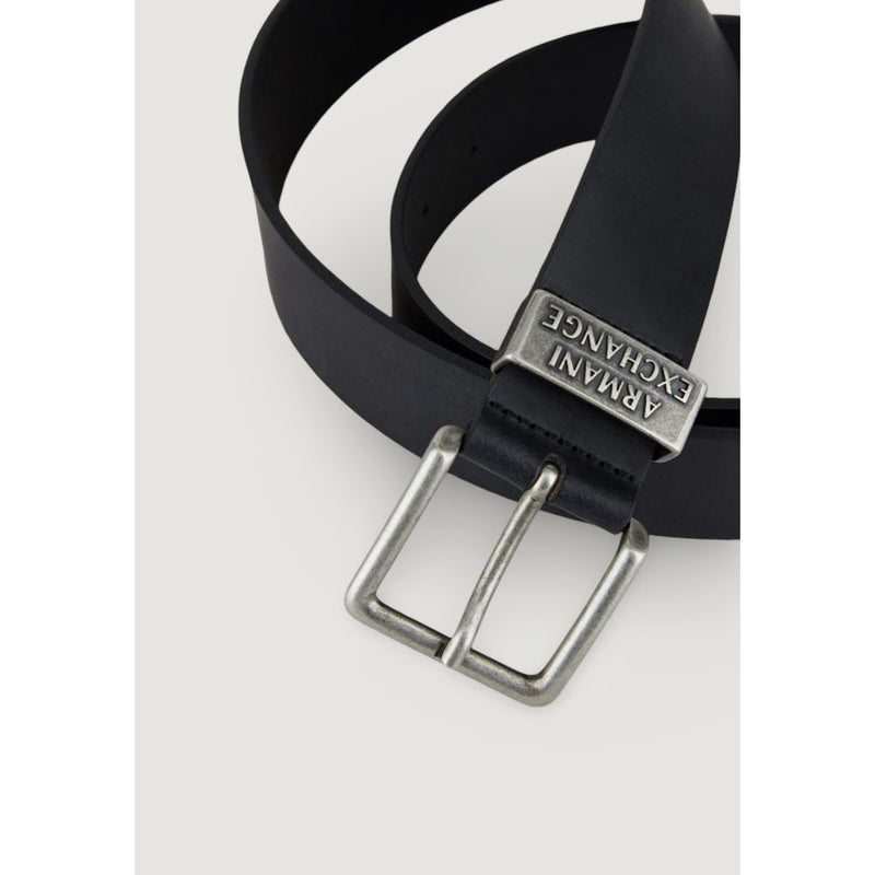 Armani Exchange Black Leather Regular Belt - 90 cm
