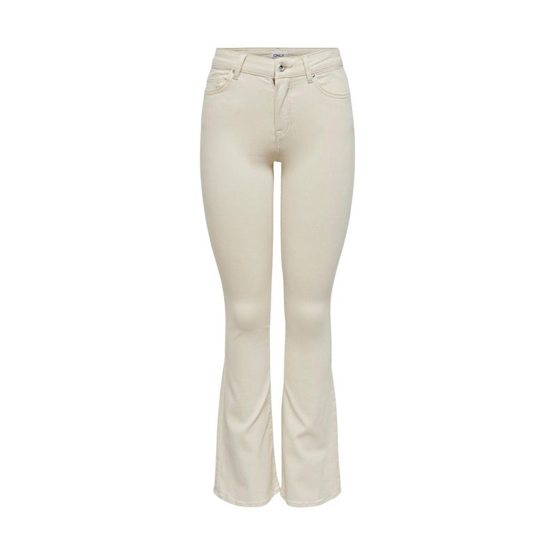 Only Cream Cotton Bootcut Jeans for Women
