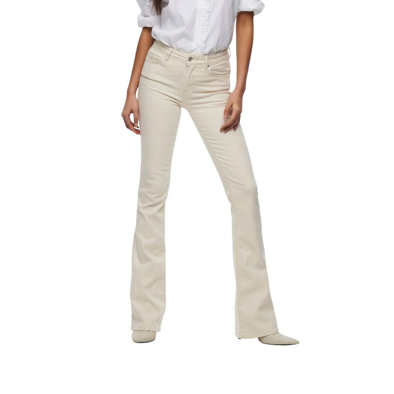 Only Cream Cotton Bootcut Jeans for Women