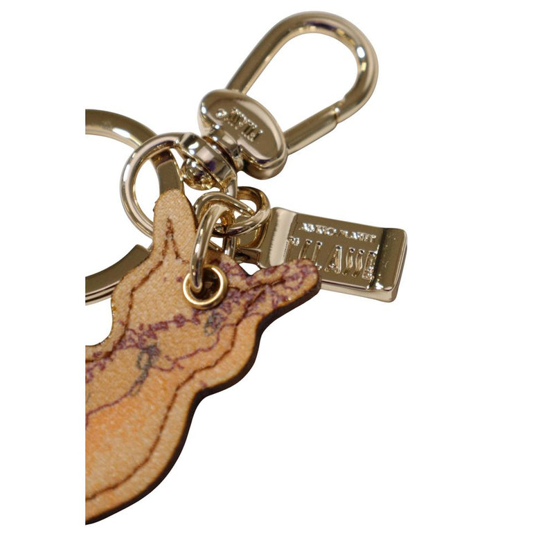 Alviero Martini Prima Classe Beige Leather Keychain - C W284 6000