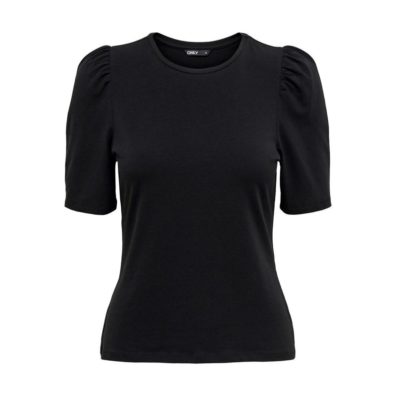 Only ONLLIVE LOVE 2/4 Puff Top Black Cotton T-Shirt