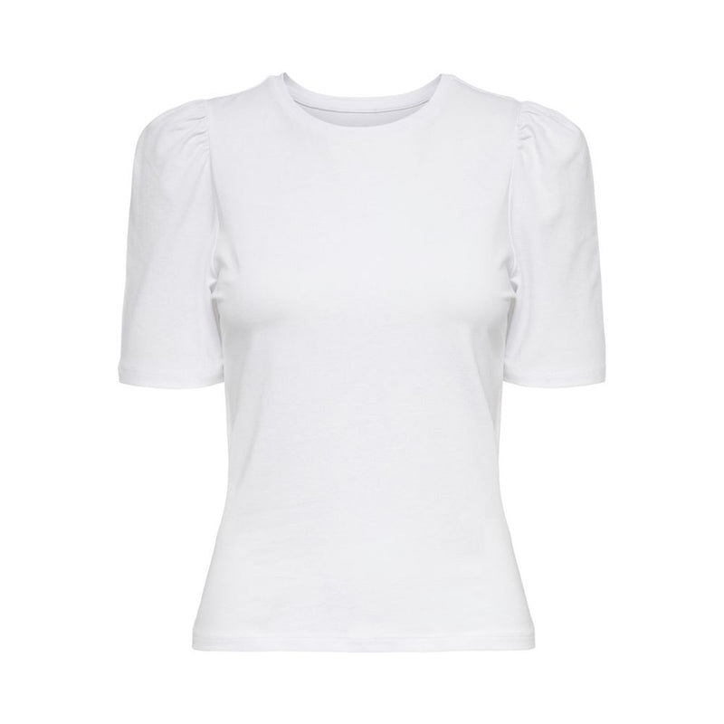 Only ONLLIVE LOVE 2/4 Puff Top JRS - White Cotton T-Shirt for Women