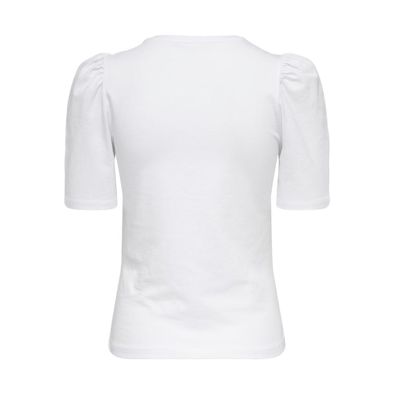 Only ONLLIVE LOVE 2/4 Puff Top JRS - White Cotton T-Shirt for Women