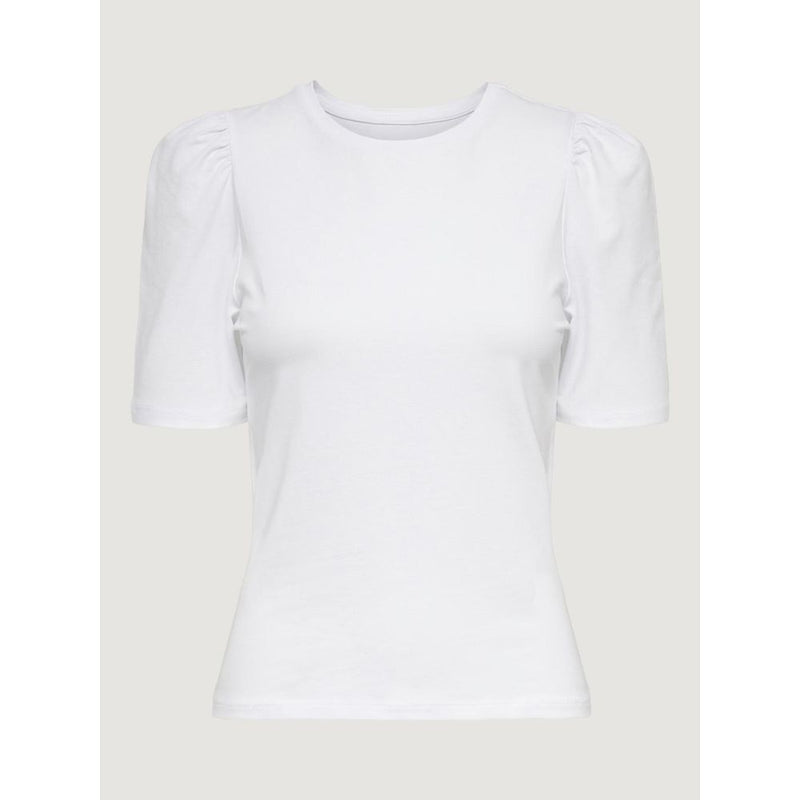 Only ONLLIVE LOVE 2/4 Puff Top JRS - White Cotton T-Shirt for Women