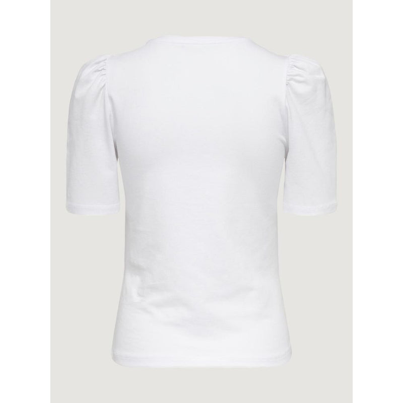 Only ONLLIVE LOVE 2/4 Puff Top JRS - White Cotton T-Shirt for Women