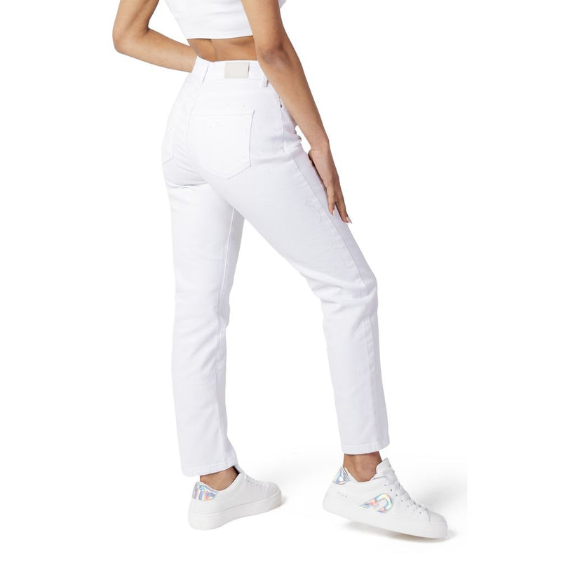 Only White Cotton Mom Jeans for Women - ONLEMILY STRETCH
