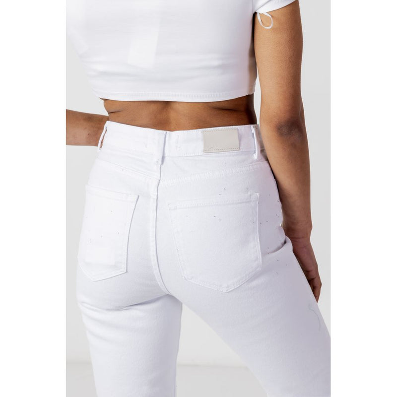 Only White Cotton Mom Jeans for Women - ONLEMILY STRETCH