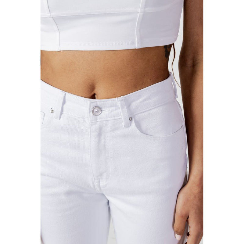 Only White Cotton Mom Jeans for Women - ONLEMILY STRETCH