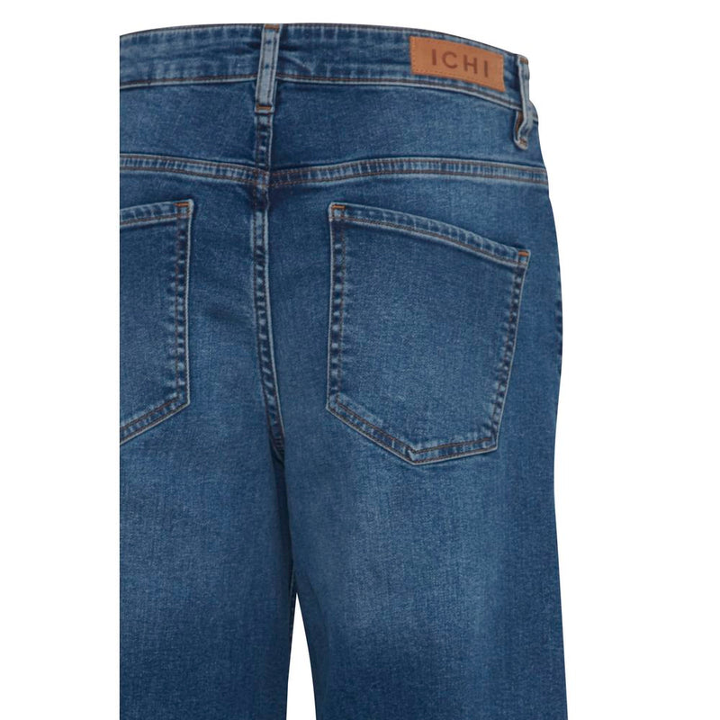 ICHI IHTWIGGY Wide Blue Cotton Bootcut Jeans for Women