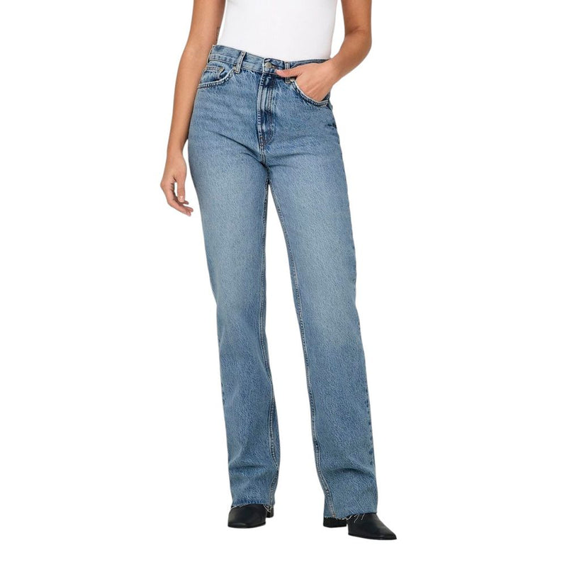 Only Light Blue Cotton Relaxed Fit Jeans for Women