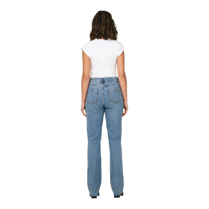 Only Light Blue Cotton Relaxed Fit Jeans for Women