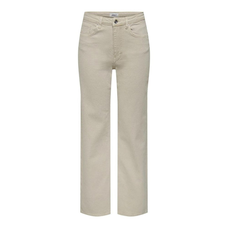 Only ONLJUICY Beige Cotton Relaxed Fit Wide Leg Jeans