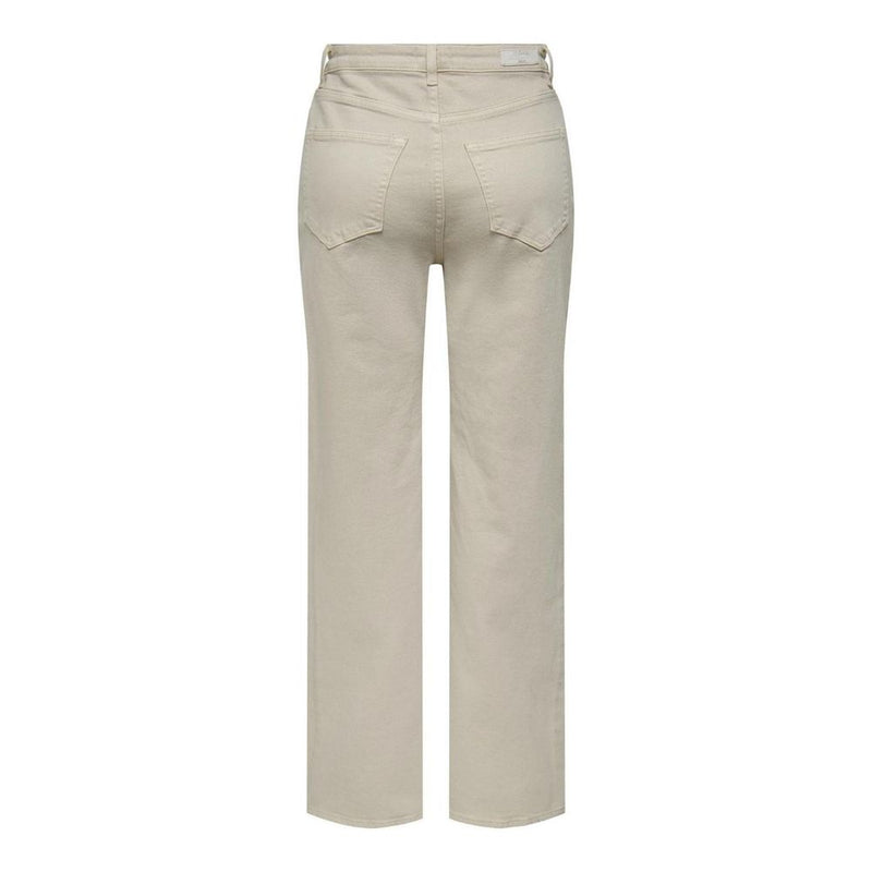 Only ONLJUICY Beige Cotton Relaxed Fit Wide Leg Jeans