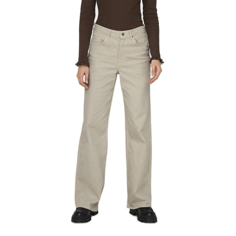 Only ONLJUICY Beige Cotton Relaxed Fit Wide Leg Jeans