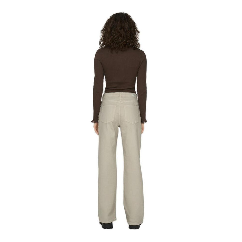 Only ONLJUICY Beige Cotton Relaxed Fit Wide Leg Jeans