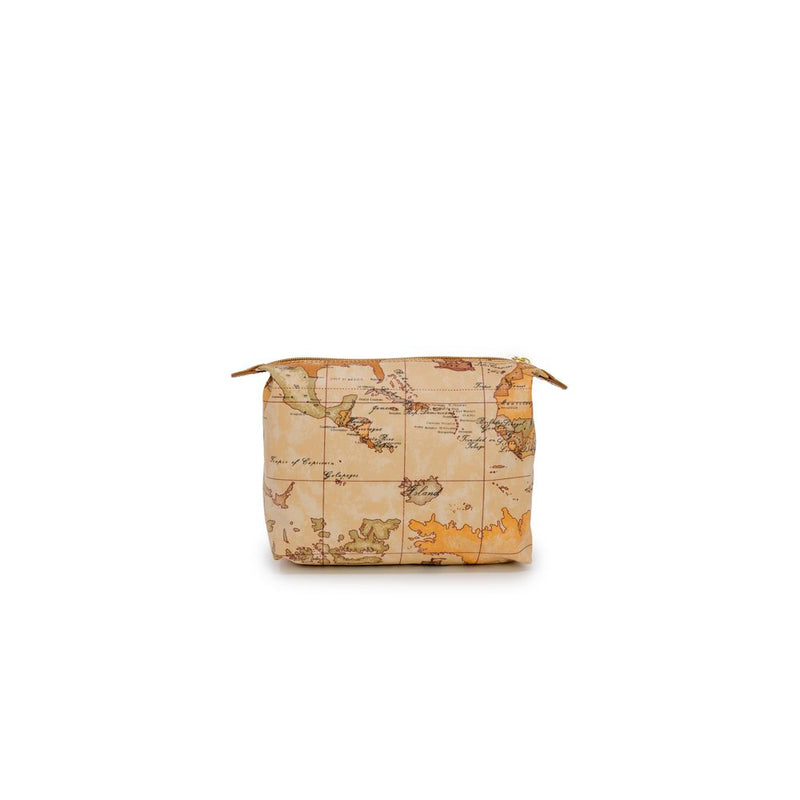 Alviero Martini Prima Classe Beige Clutch Bag with Map Print