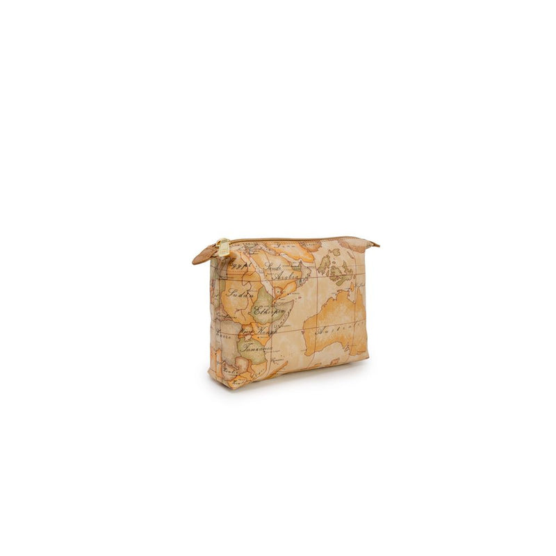 Alviero Martini Prima Classe Beige Clutch Bag with Map Print