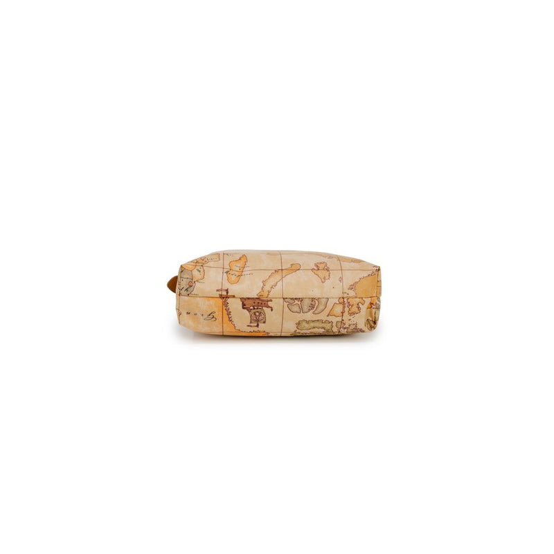 Alviero Martini Prima Classe Beige Clutch Bag with Map Print
