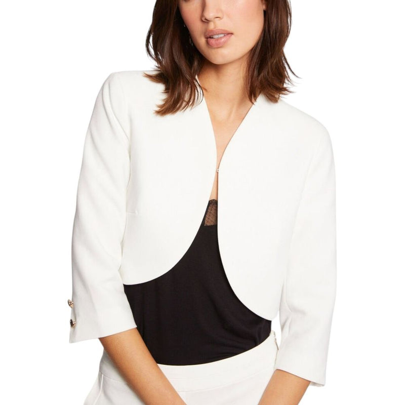 Morgan De Toi White Polyester Sleeveless Jacket for Women