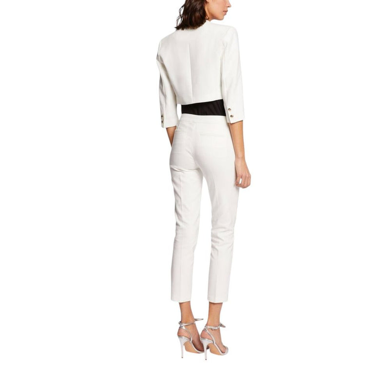Morgan De Toi White Polyester Sleeveless Jacket for Women