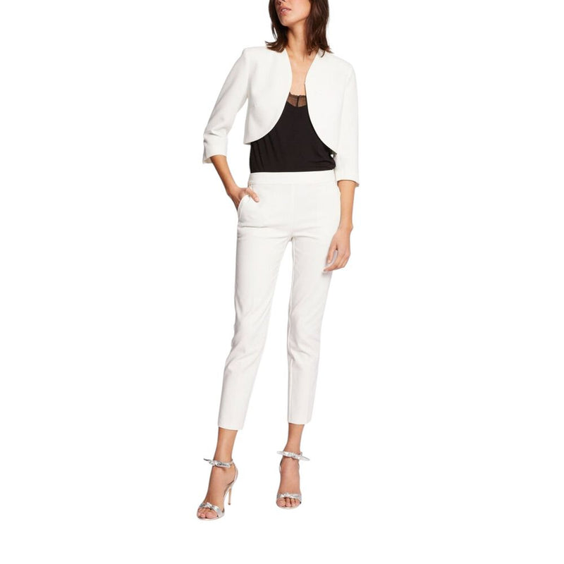 Morgan De Toi White Polyester Sleeveless Jacket for Women