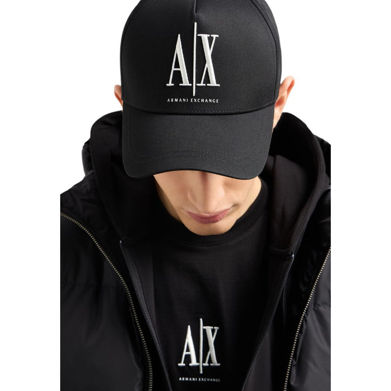 Armani Exchange Black Cotton Cap - Stylish Baseball Hat for Men