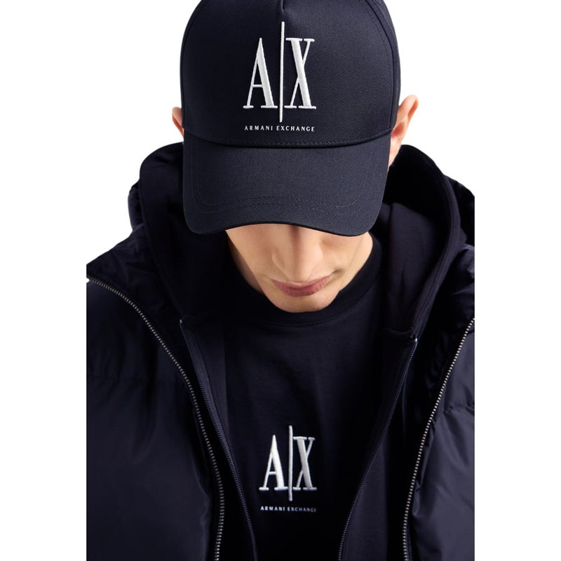 Armani Exchange Blue Cotton Cap - Stylish Baseball Hat for Men