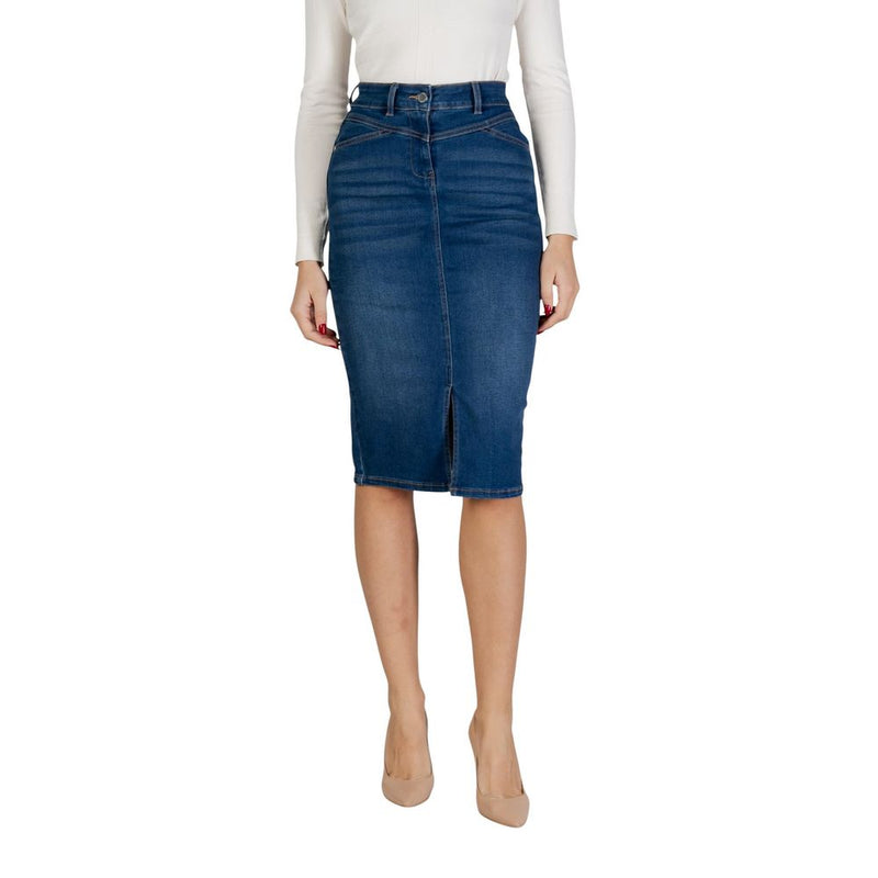 Morgan De Toi 241-JAPA Blue Cotton Long Skirt for Women