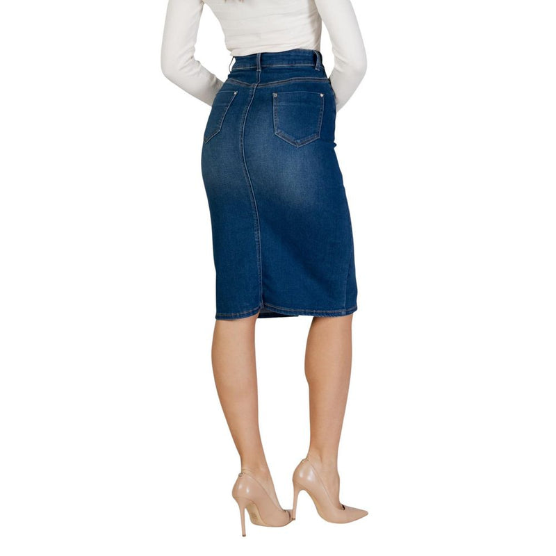 Morgan De Toi 241-JAPA Blue Cotton Long Skirt for Women