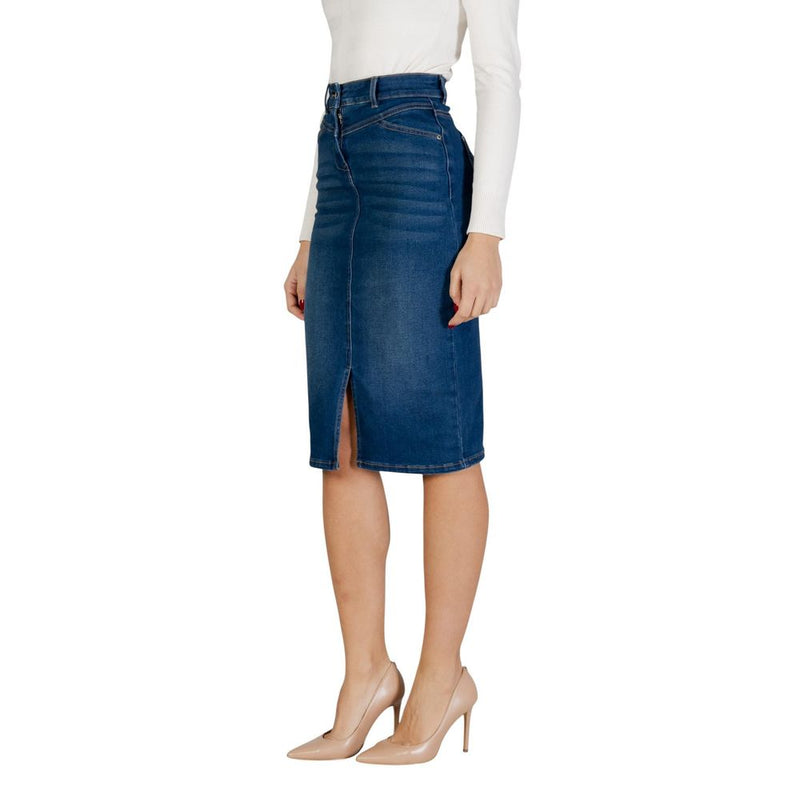 Morgan De Toi 241-JAPA Blue Cotton Long Skirt for Women