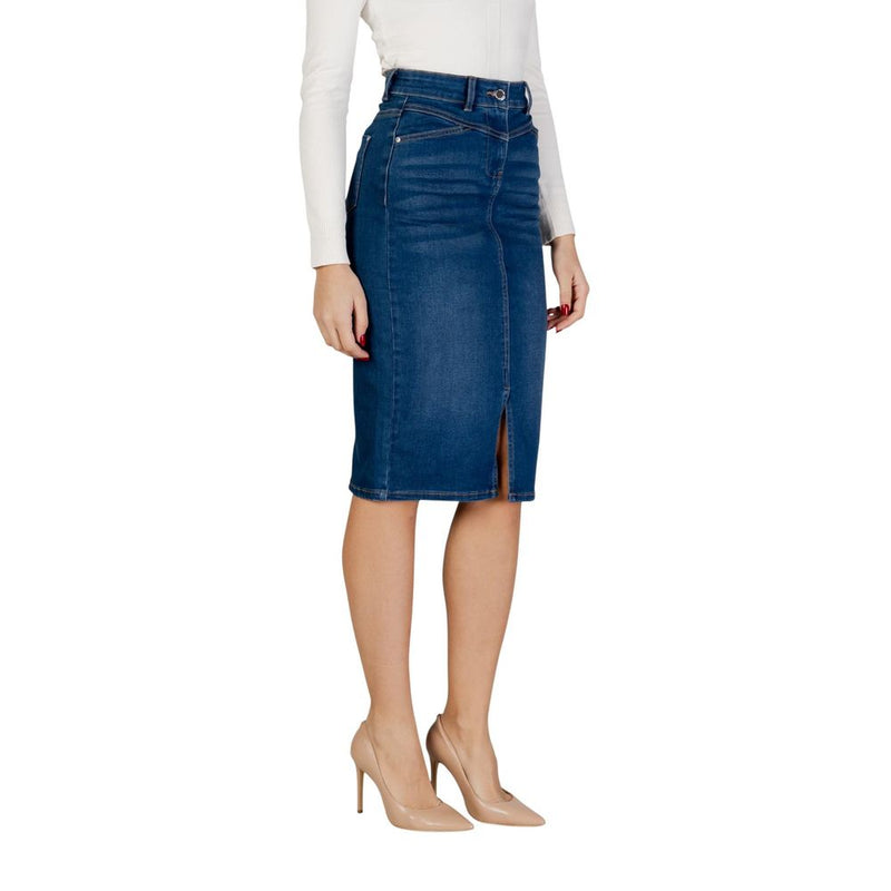Morgan De Toi 241-JAPA Blue Cotton Long Skirt for Women