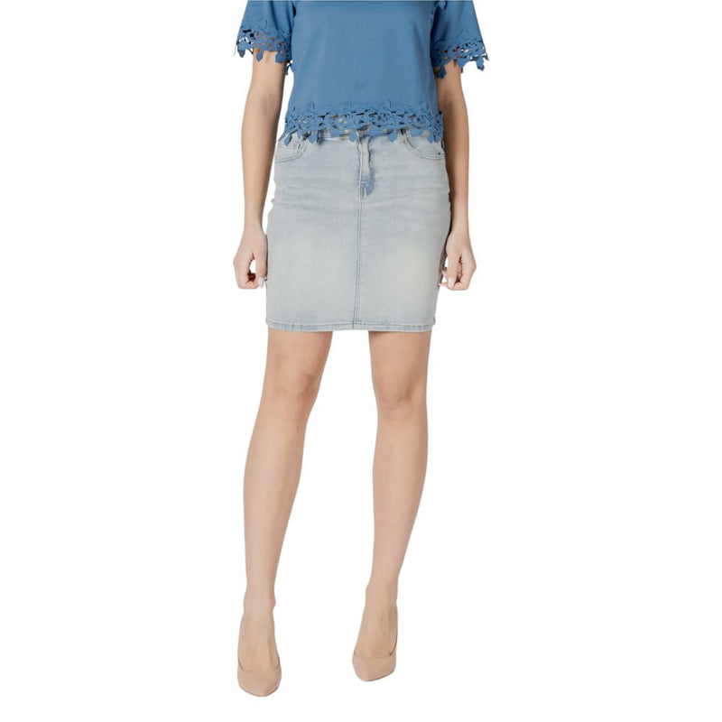 Morgan De Toi 241-JULIE Mini Jupe en Coton Bleue