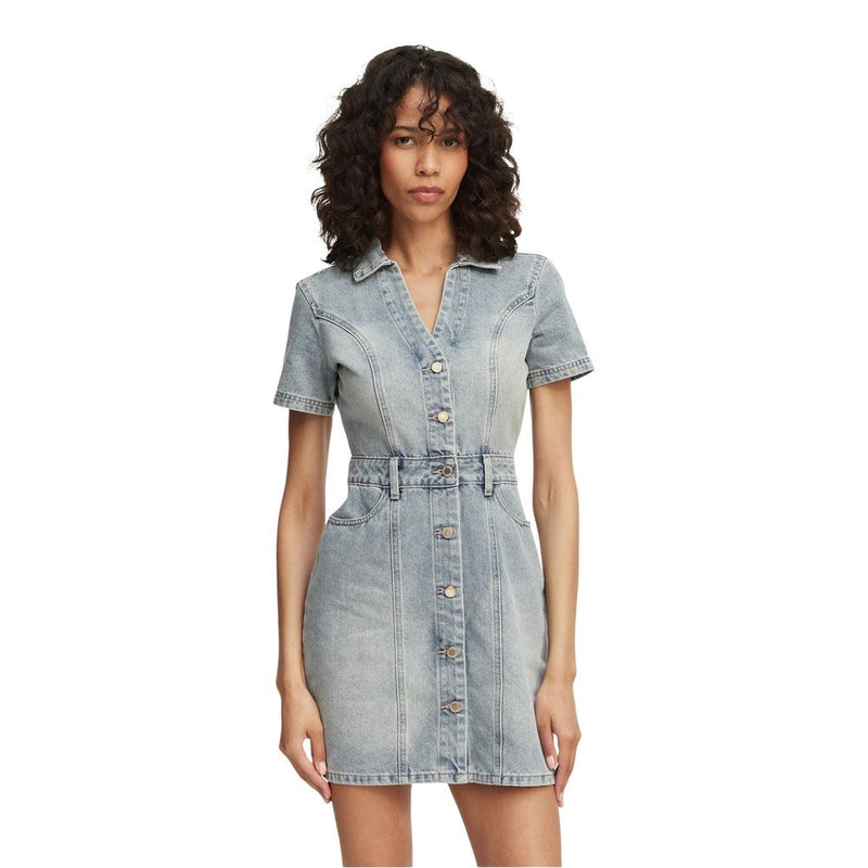 Morgan De Toi Blue Cotton Midi Dress - Modern Elegance