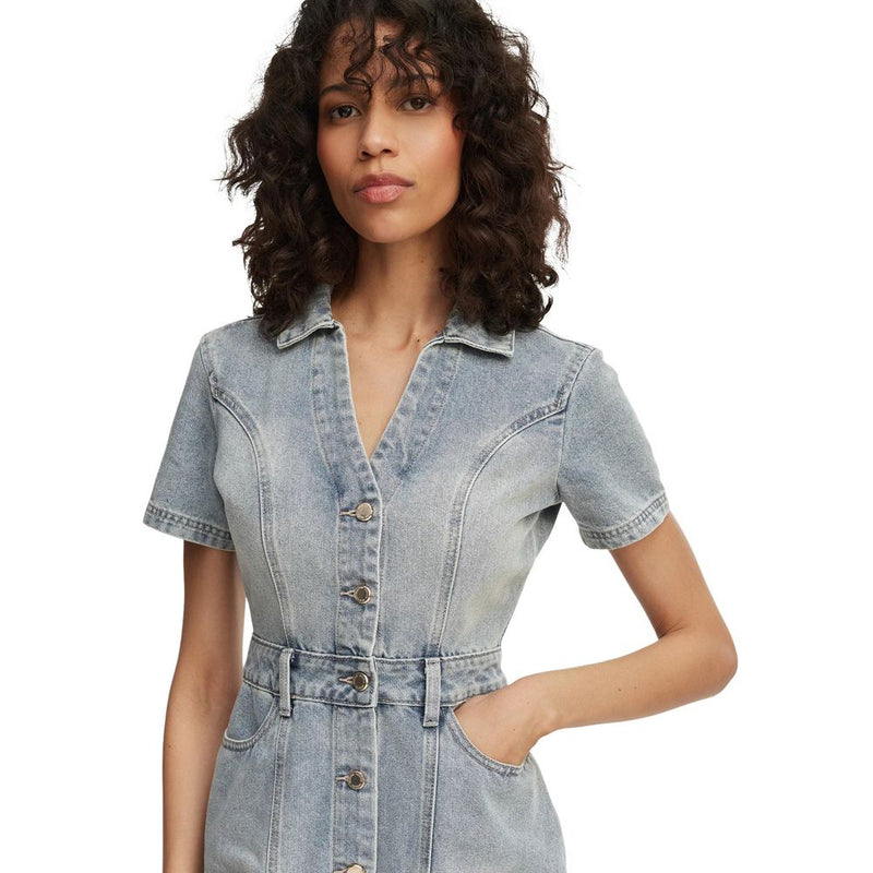 Morgan De Toi Blue Cotton Midi Dress - Modern Elegance