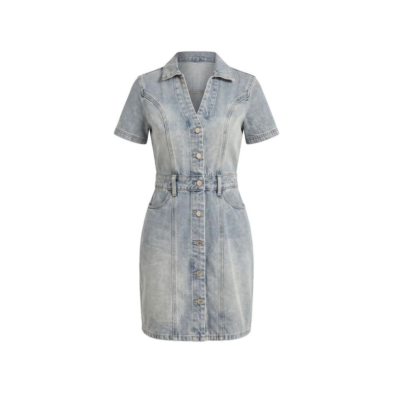 Morgan De Toi Blue Cotton Midi Dress - Modern Elegance