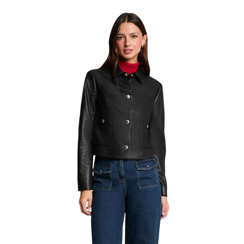 Morgan De Toi Black Polyurethane Jacket for Women