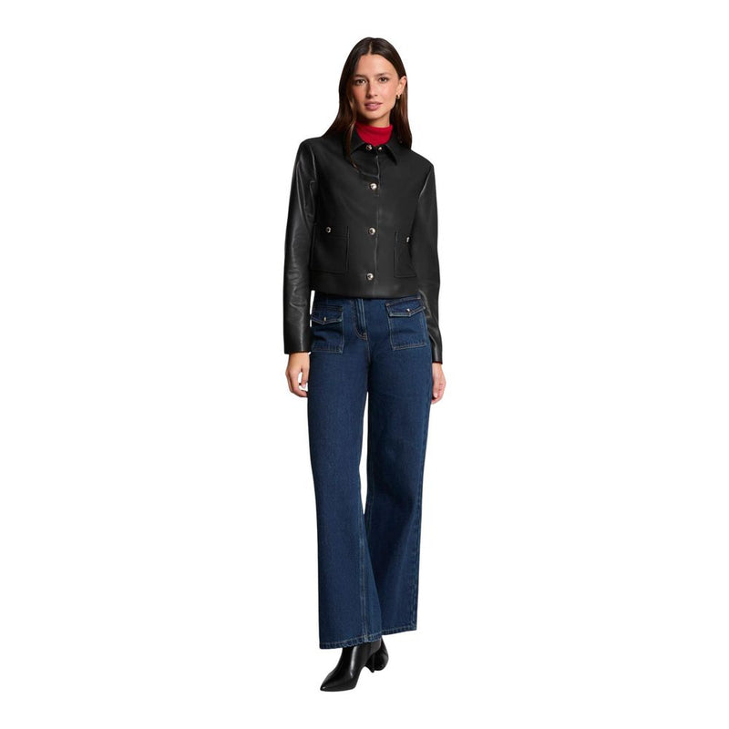 Morgan De Toi Black Polyurethane Jacket for Women