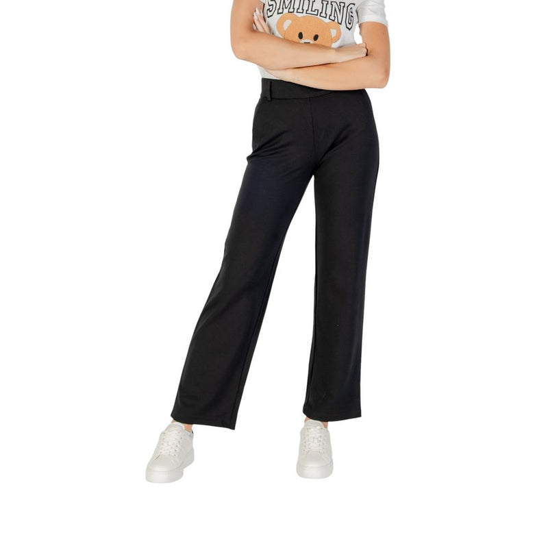 Only ONLPOPTRASH LIFE MW Straight Black Viscose Casual Pants