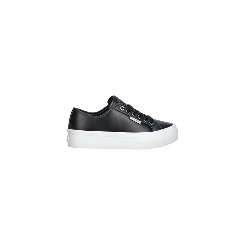Calvin Klein Jeans Black Leather VULC FLATF Sneakers for Women