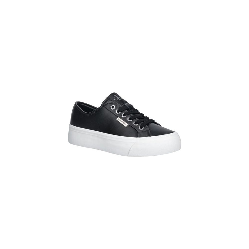 Calvin Klein Jeans Black Leather VULC FLATF Sneakers for Women