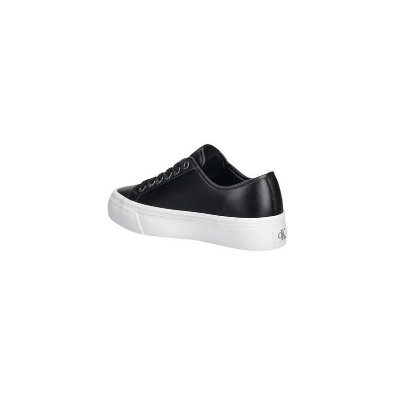 Calvin Klein Jeans Black Leather VULC FLATF Sneakers for Women
