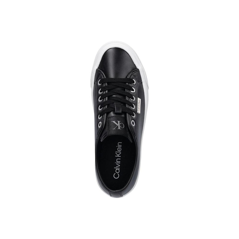 Calvin Klein Jeans Black Leather VULC FLATF Sneakers for Women