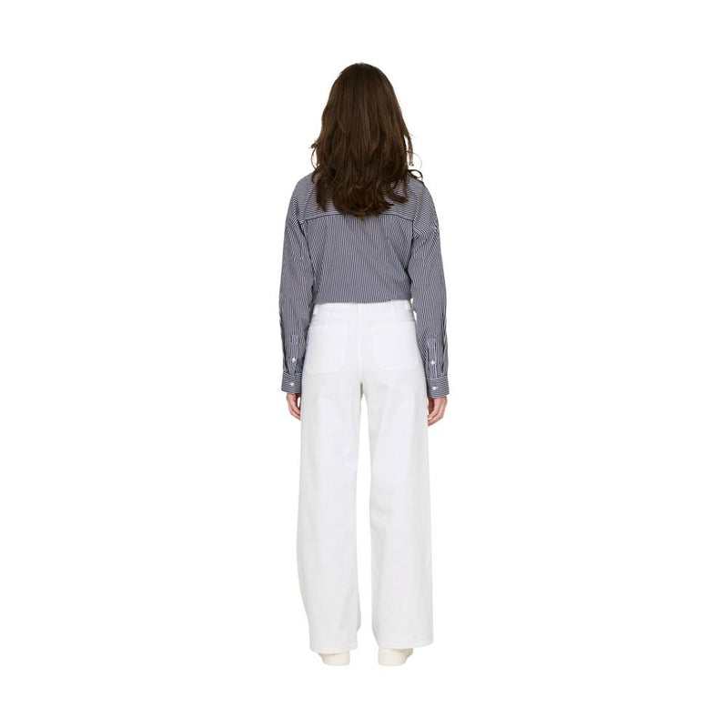 Jacqueline De Yong Jdyiris White Cotton Flared Pants for Women