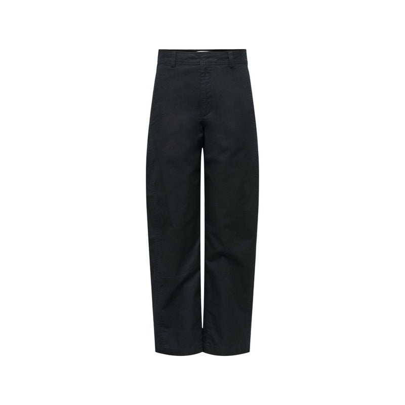 Jacqueline De Yong Jdyselma Hw Barrel Pant - Black Cotton Casual Pants